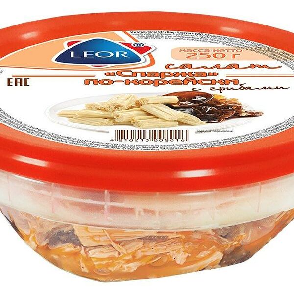 Салат Спаржа по-корейски с грибами 250г Леор Пластик