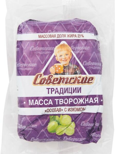 Масса творожная Советские Традиции Особая с изюмом 23% 180г
