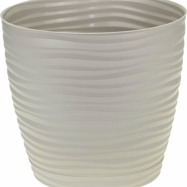 Кашпо М-Пластика Дюна, кремовое, пластик, поддон, 1,7 л, 15 см