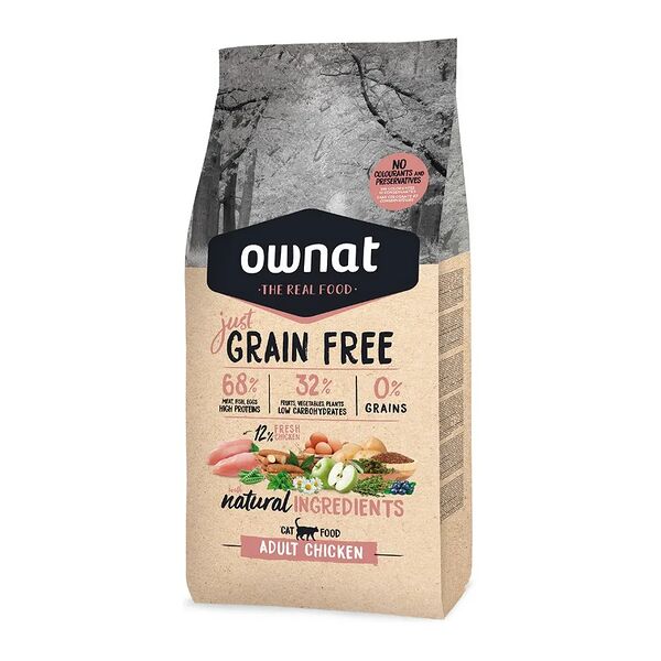 GRAIN FREE JUST сухой корм Ownat для кошек, с курицей