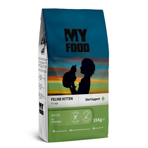 MYFOOD Feline для котят сухой корм Курица, 1.5 кг 