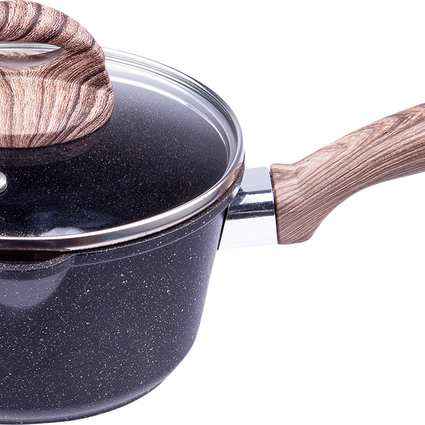 Ковш HOMECLUB Terra, литой, антипригарное покрытие, стеклянная крышка, 1.5л