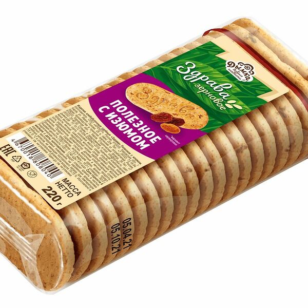 Печенье Дымка Здрава Полезное с изюмом сдобные 220г