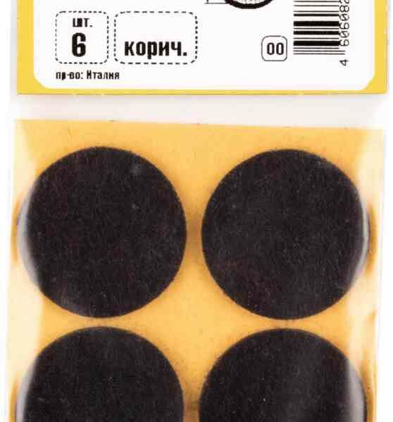 Пункт самоклеящийся Element фетровый коричневый 30 мм, 6 шт.