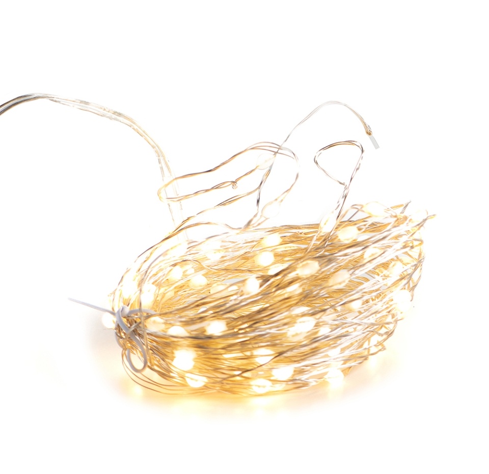 

Электрогирлянда классический белый свет 100 led, цвет серебро, 1000 см