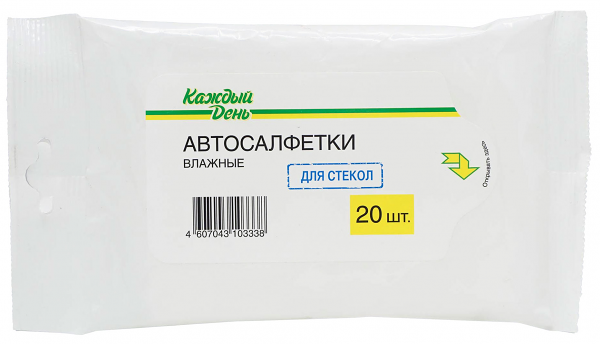 Автосалфетки влажные для стекол 20 шт ТМ Каждый день