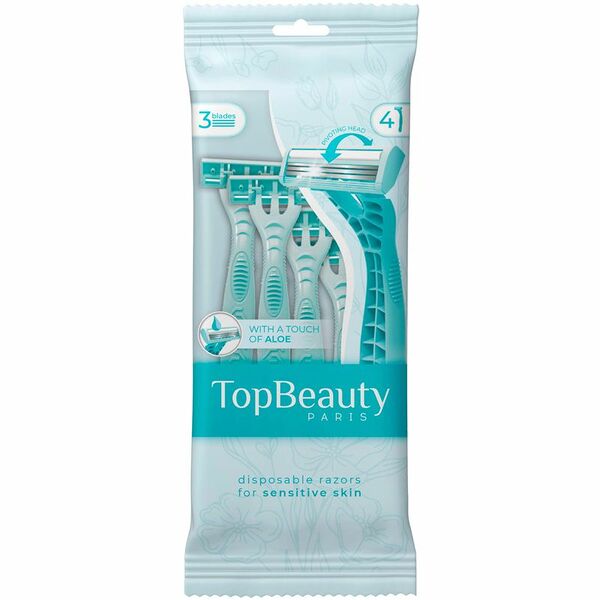 Женские одноразовые станки для бритья TopBeauty 3 лезвия 4 шт