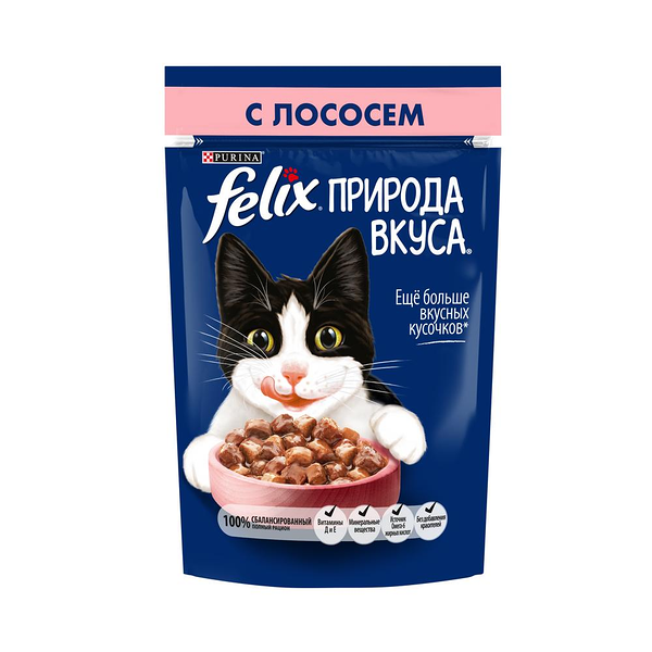 Корм влажный для кошек Felix Природа вкуса с лососем в соусе