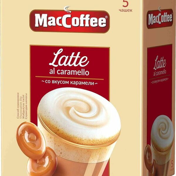 Напиток кофейный растворимый MACCOFFEE 3в1 Латте со вкусом карамели