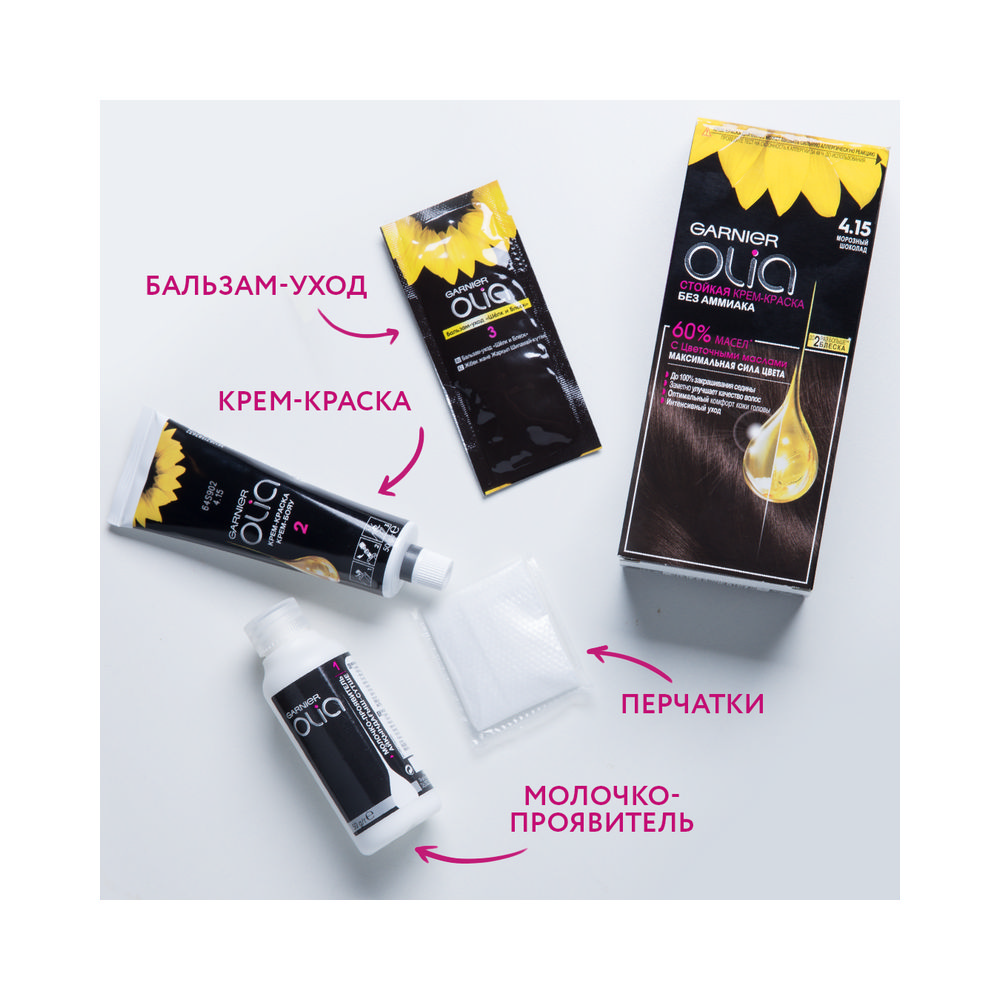 

Стойкая крем-краска для волос Garnier Olia 1.0 Глубокий черный темно-коричневый 112 мл