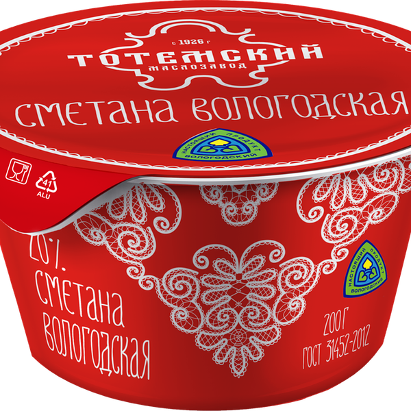 Сметана Тотемский Маслозавод 20%