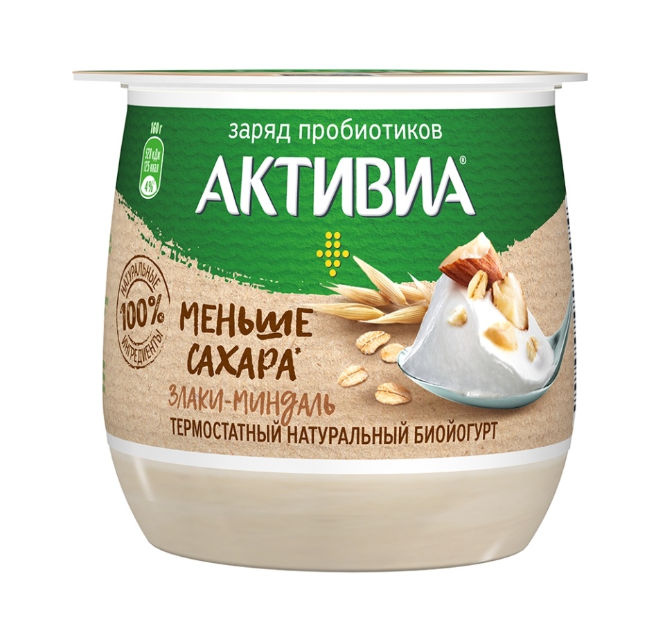 

Биойогурт Активиа термостатный обогащённый Злаки миндаль 1.7%, 160 г