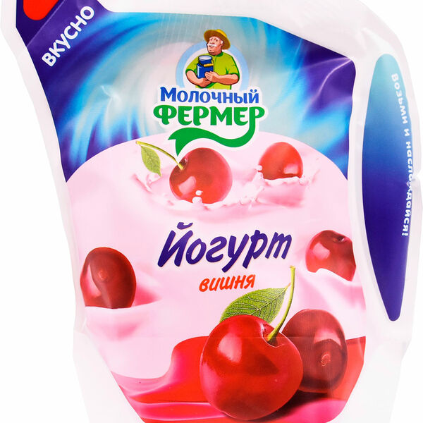Йогурт Молочный Фермер питьевой Вишня фруктовый 2.5%, 450мл