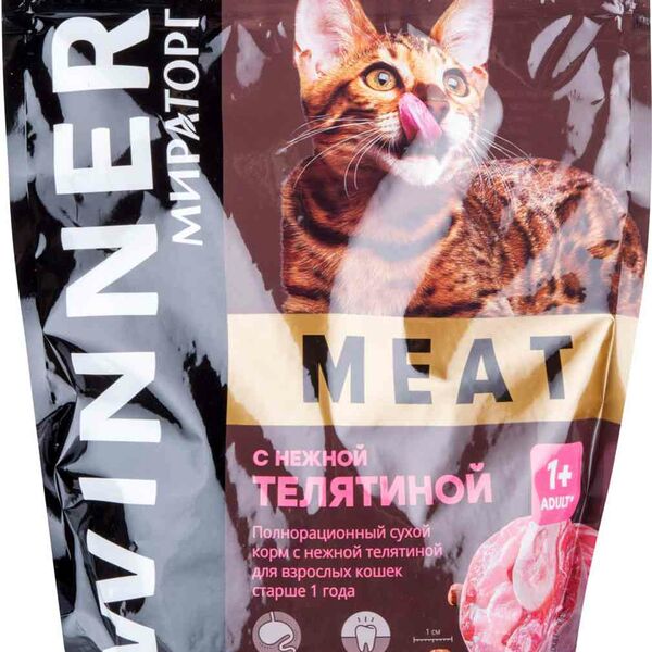 Корм для взрослых кошек старше 1 года Winner Meat с нежной телятиной
