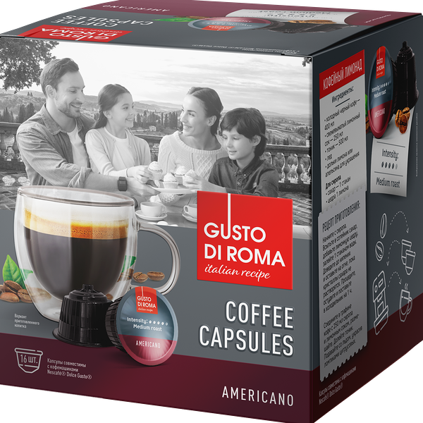 Gusto di Roma Кофе в капсулах Американо Dolce Gusto 16шт