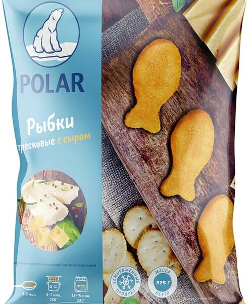 Котлеты Polar Рыбки из трески с сыром в панировке 375г