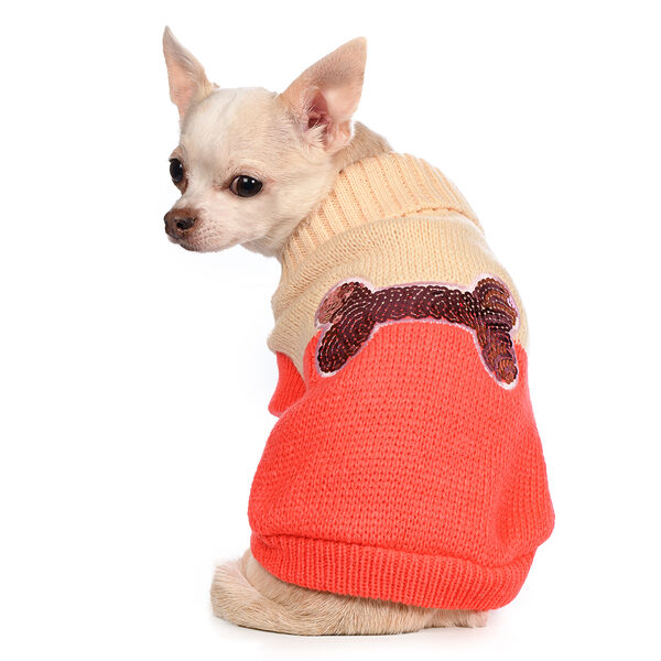 Свитер с пайетками для собак 25см S красный (унисекс)