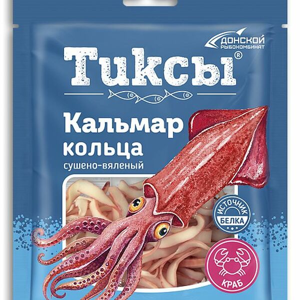 Кольца кальмара Тиксы со вкусом краба сушено-вяленые 70 г