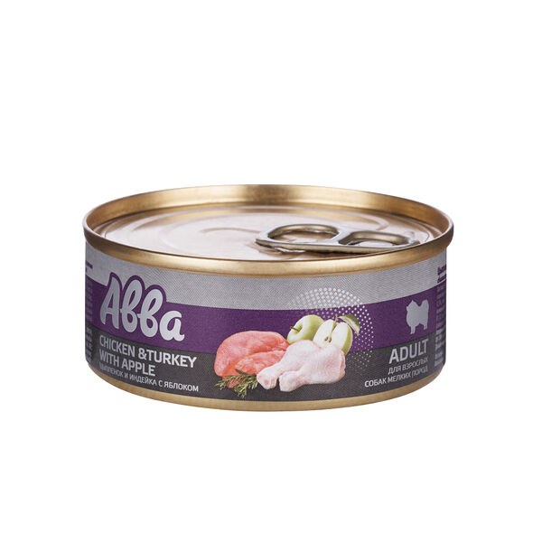 Консервы для собак мелких пород Цыпленок/индейка с яблоком