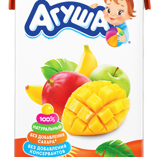 Сок детский Агуша яблоко-манго-банан с мякотью
