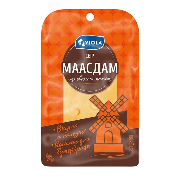 Сыр полутвердый Viola Маасдам в нарезке 45% БЗМЖ