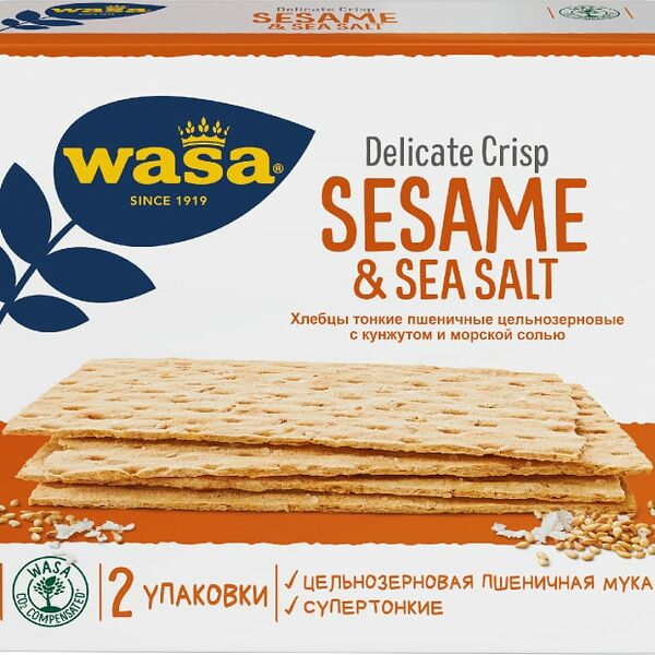 Хлебцы Wasa пшеничные с кунжутом и морской солью 190г