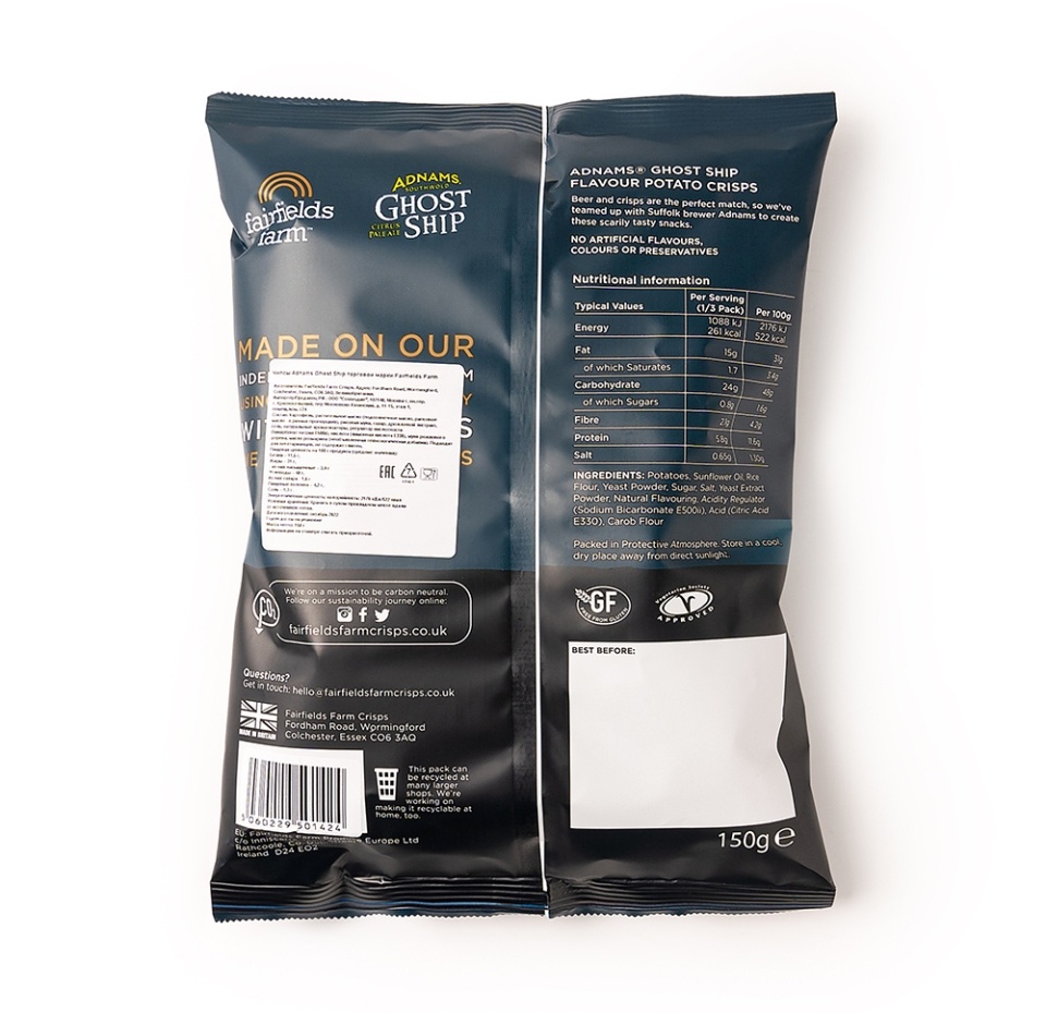 

Чипсы картофельные Fairfields farm c цитрусовым пейл-элем Adnams Ghost Ship 150 г