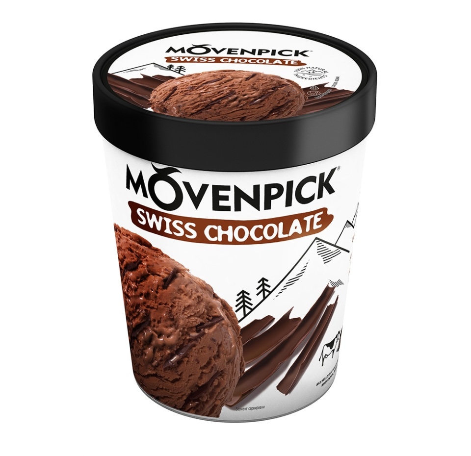 

Мороженое Movenpick Swiss Chocolate сливочное со швейцарским шоколадом и шоколадным соусом, 276 г