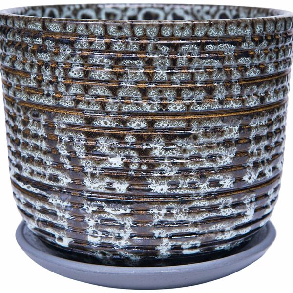 Горшок Дракон d12 см керамический серо-коричневый с поддоном