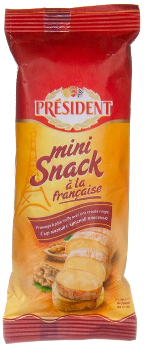 

Cыр мягкий с красной плесенью Mini Snack À La Française 60%, President 90г