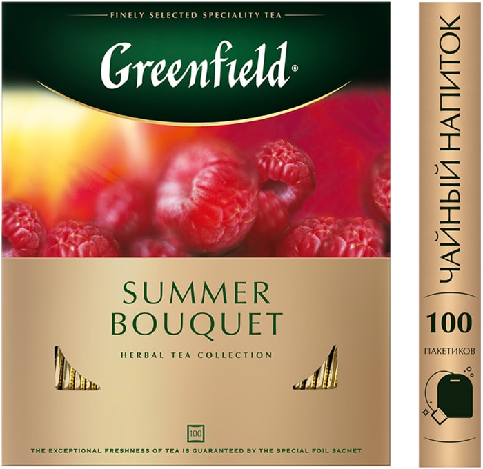 

Чай ягодный фруктовый Greenfield Summer Bouquet Малина 100 пакетиков 200 г
