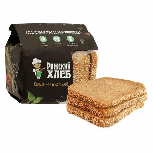Хлеб тостовый Рижский Хлеб бездрожжевой заварной, нарезанная часть