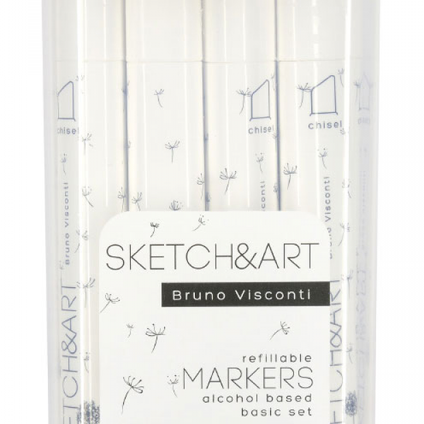 Маркеры BrunoVisconti Базовые для скетчинга, 12 цветов