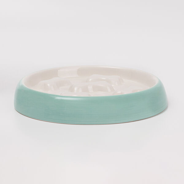 Миска керамическая для медленного поедания для кошек и собак, 19 см, зеленая