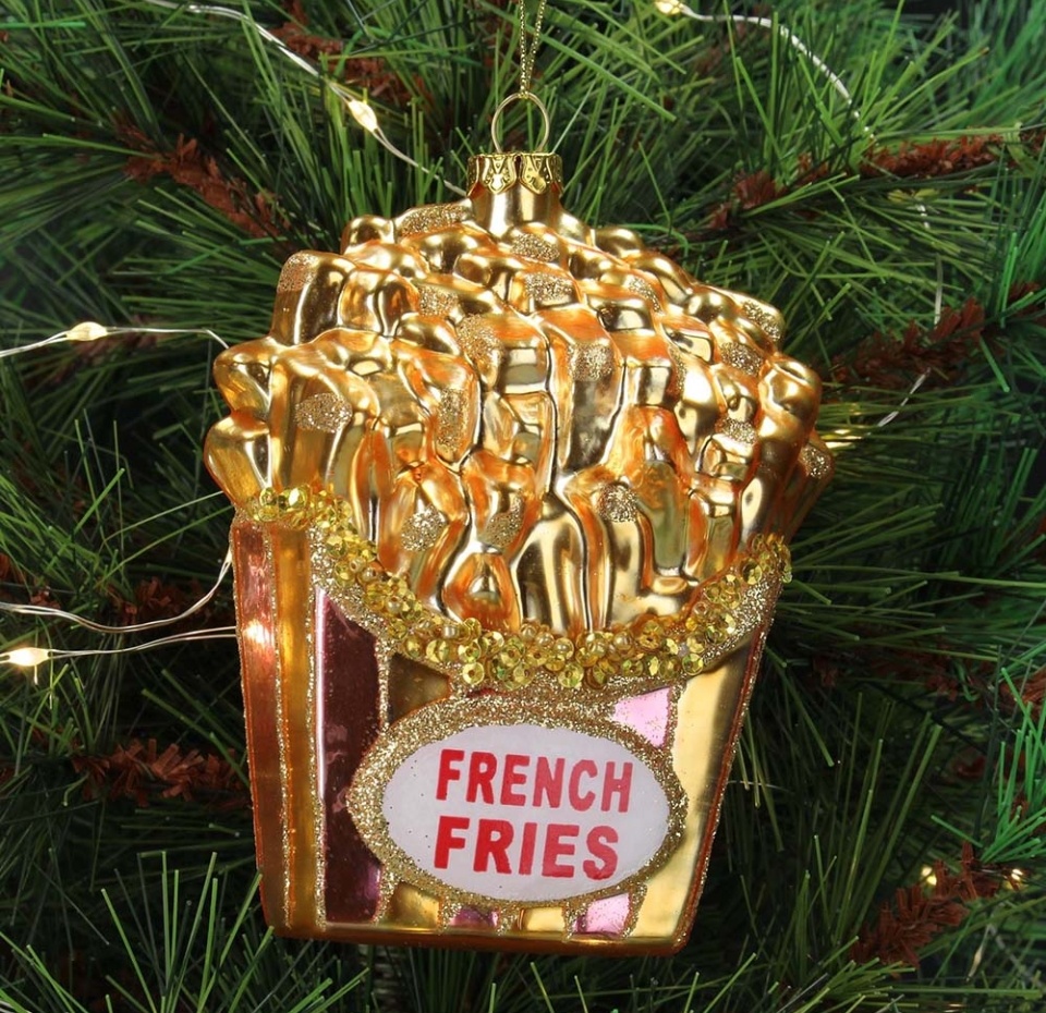 

Игрушка для елки Kersten «Коллекция Праздник» Картофель фри золотисто-розовый 10.2см стекло, Нидерланды