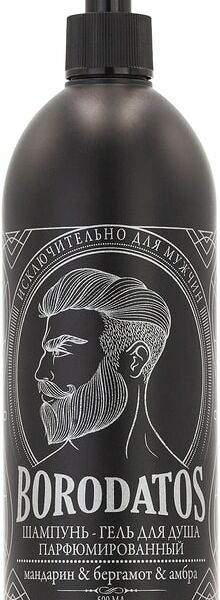 Мужской шампунь & гель для душа Borodatos мандарин , бергамот , амбра 500 мл