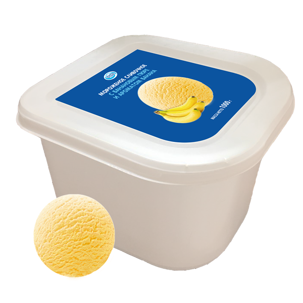 Мороженое сливочное с банановым пюре и ароматом  банана, 1 000 г. Морозпродукт