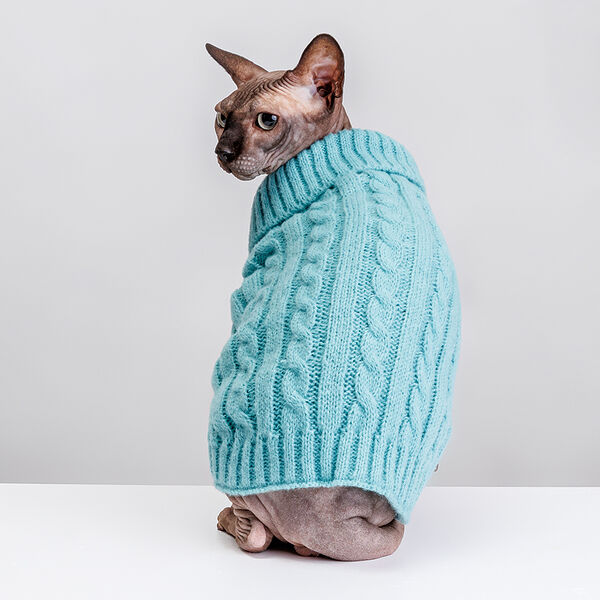 Свитер вязаный для кошек и собак, 40 см, голубой