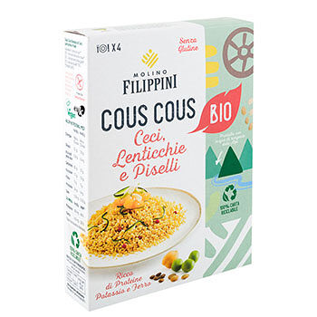 Кускус Molino Filippini из нута, красной и желтой чечевицы, гороха (без глютена) Био 250г, Италия