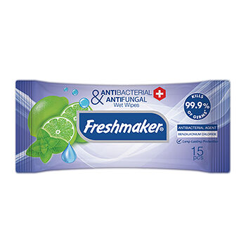 Салфетки влажные антибактериальные, Freshmaker, 15 шт., Турция