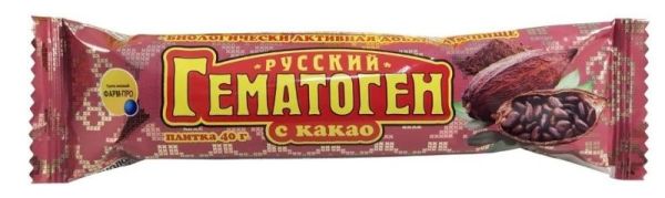 

Гематоген русский с какао 40 г