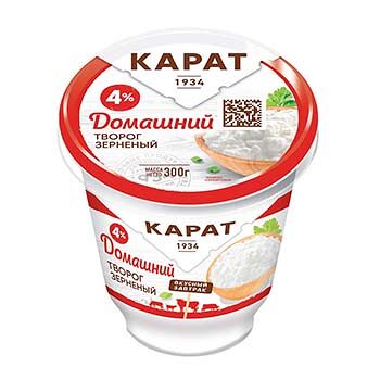 Творог зерненый Карат домашний 4% 300г, Россия