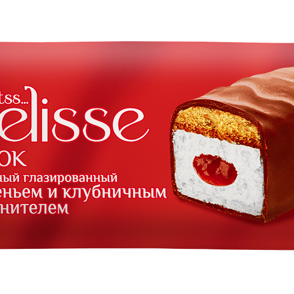 Сырок творожный глазированный DELISSE Клубника на печенье 26%, без змж, 40г