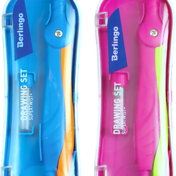 Готовальня BERLINGO Supertwist 2 предмета,пластиковый циркуль, в ассортименте