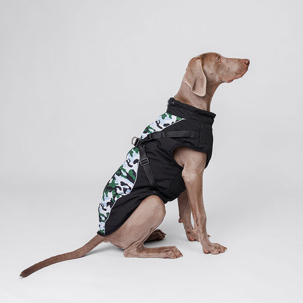 Куртка-жилетка со шлейкой для собак, 3XL, голубой камуфляж