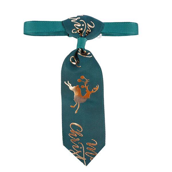 Галстук для кошек и собак зеленый с оленем Merry Christmas, 20-35 см