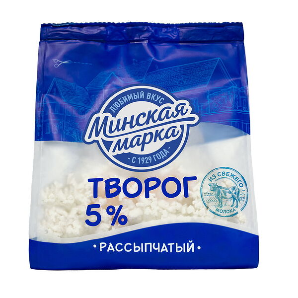 Творог жир. 5% вес 350г пакет ТМ Минская марка