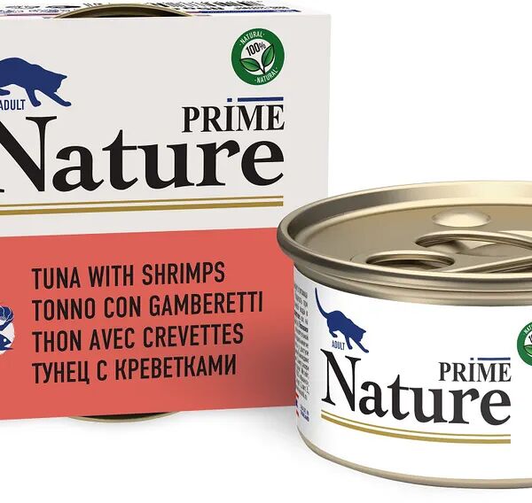 Влажный корм Prime Nature для любых кошек, тунец с креветками в желе 85гр