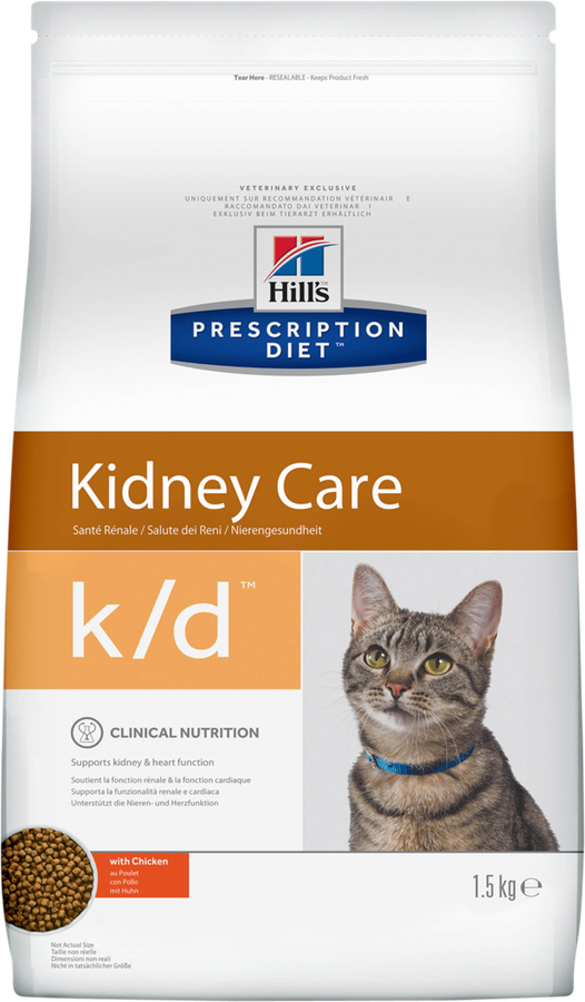 

Корм сухой для кошек Hill's Prescription Diet K/D Kidney Care курица лечение заболеваний почек 1.5 кг