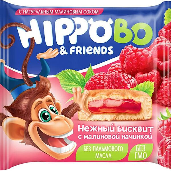 Пирожное Hippo Bo Бисквитное малина 32г